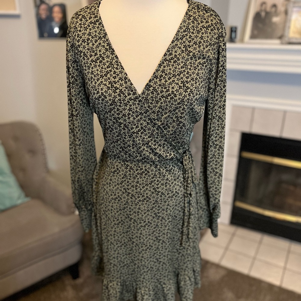 Wrapped Floral Green Dress